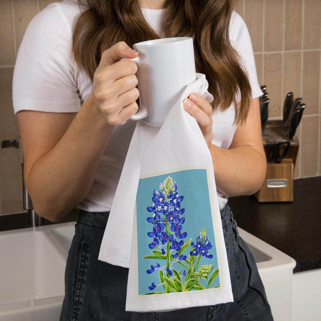 Bluebonnet, Letterpress, Organic Cotton Kitchen Tea Towels Kitchen Lantern Press 