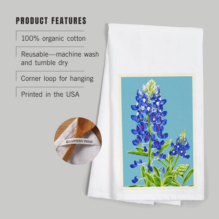 Bluebonnet, Letterpress, Organic Cotton Kitchen Tea Towels Kitchen Lantern Press 