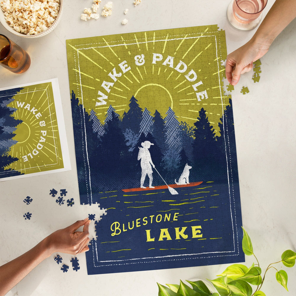 Bluestone Lake, WV, Lake Life Series, Wake and Paddle, Landscape With Trees, Jigsaw Puzzle Puzzle Lantern Press 