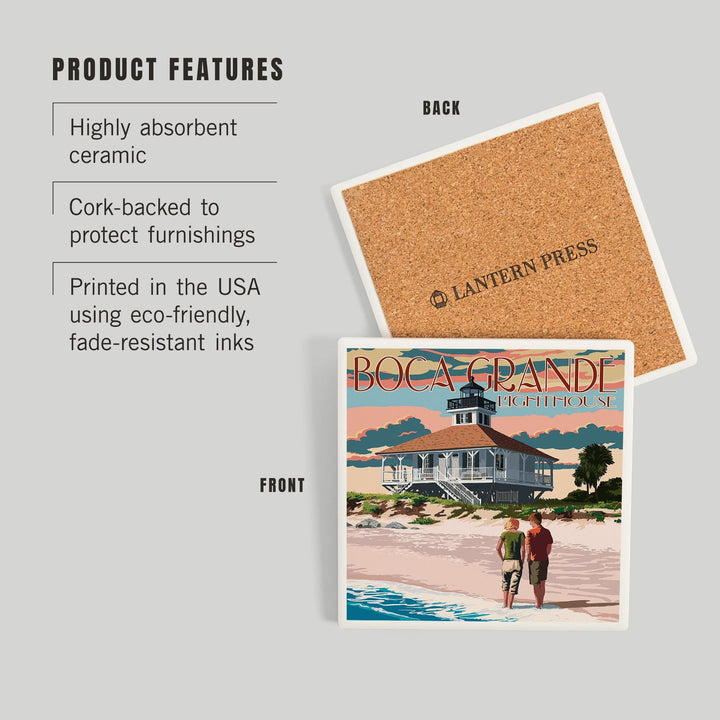 Boca Grande, Florida, Lighthouse, Coasters Coasters Lantern Press 