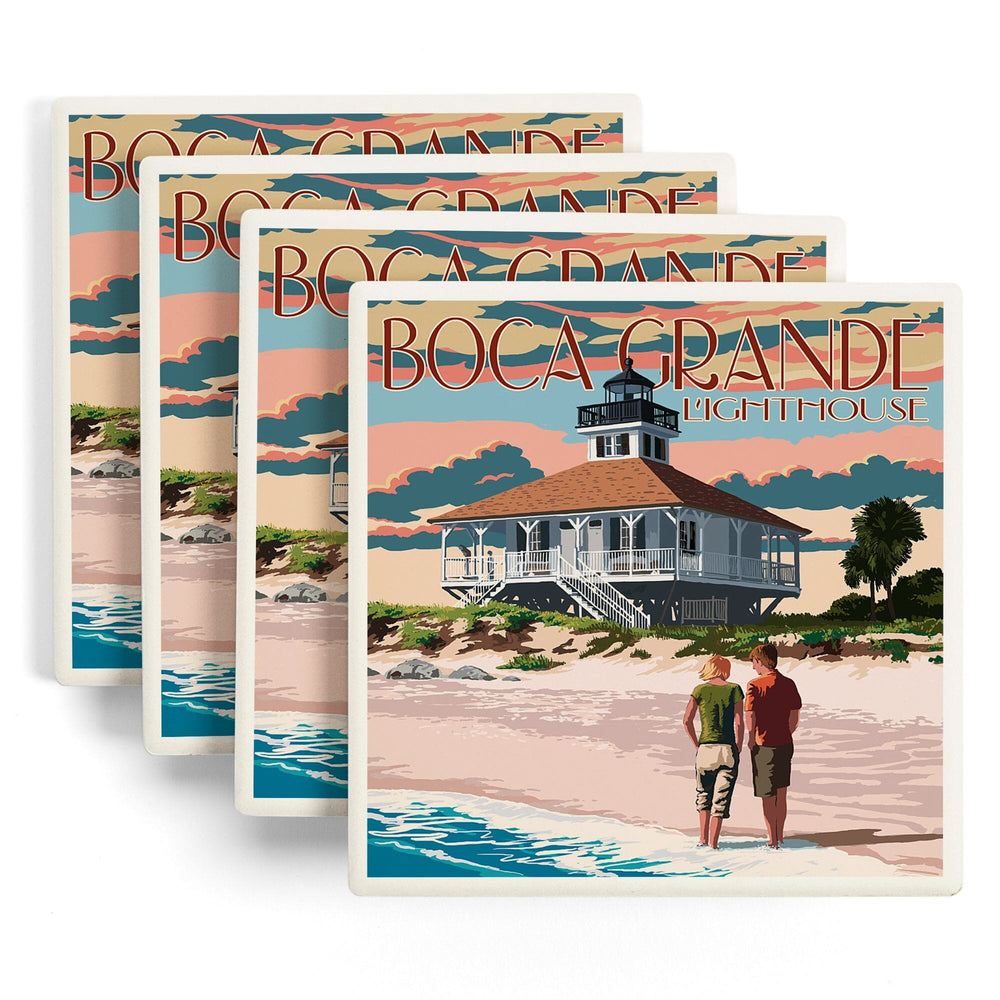 Boca Grande, Florida, Lighthouse, Coasters Coasters Lantern Press 