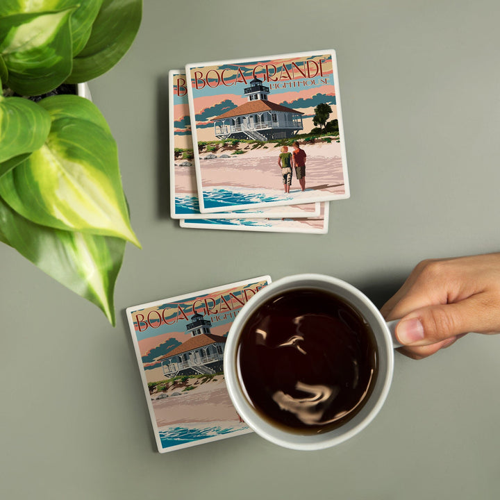 Boca Grande, Florida, Lighthouse, Coasters Coasters Lantern Press 