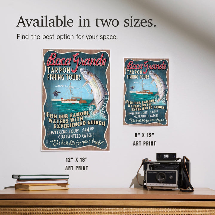 Boca Grande, Florida, Tarpon Fishing Tours Vintage Sign, Art & Giclee Prints Art Lantern Press 