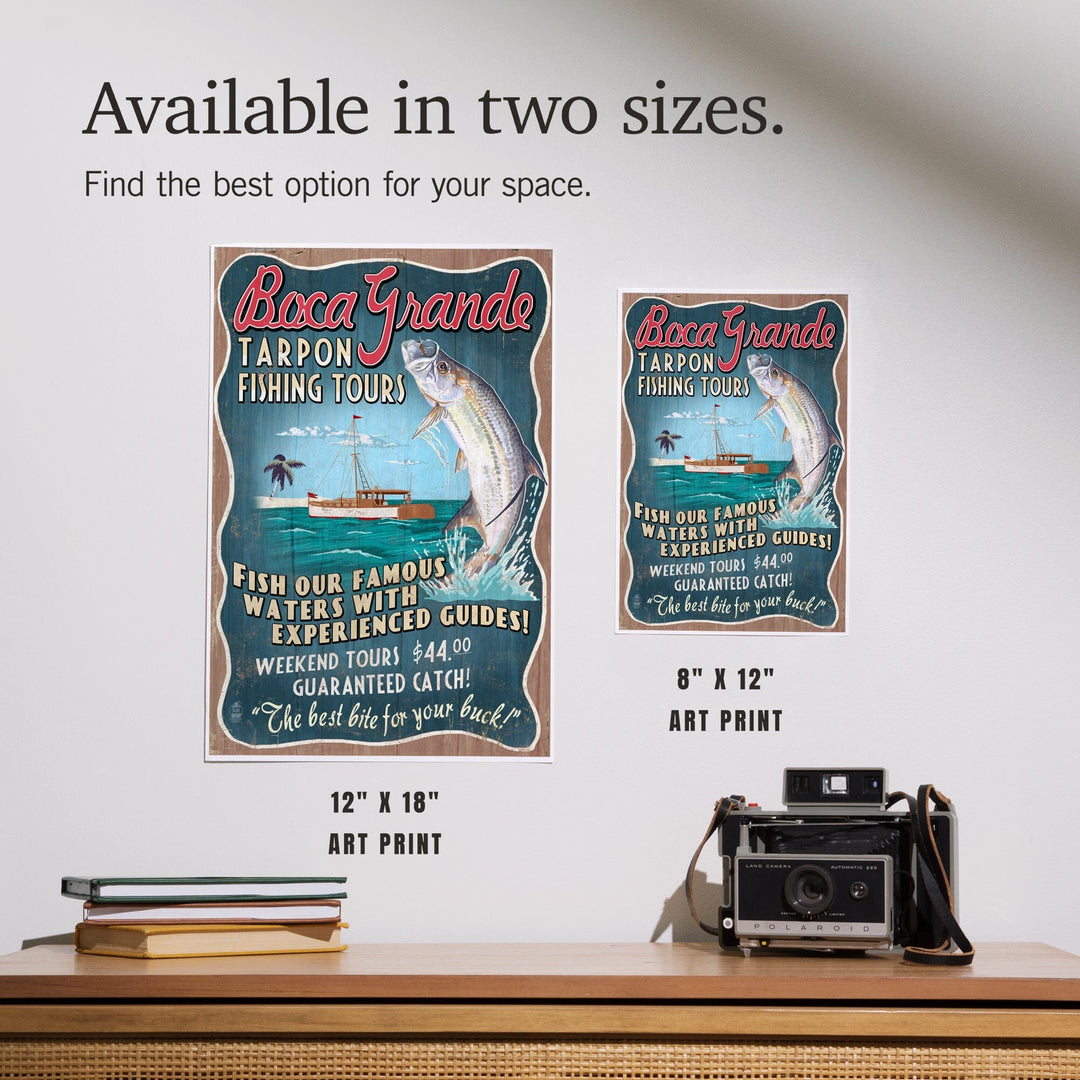 Boca Grande, Florida, Tarpon Fishing Tours Vintage Sign art prints