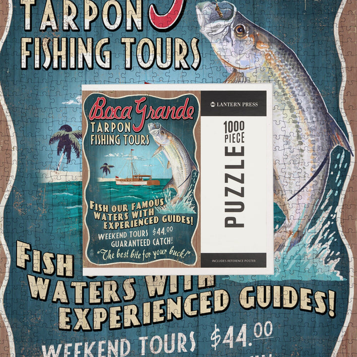 Boca Grande, Florida, Tarpon Fishing Tours Vintage Sign, Jigsaw Puzzle Puzzle Lantern Press 