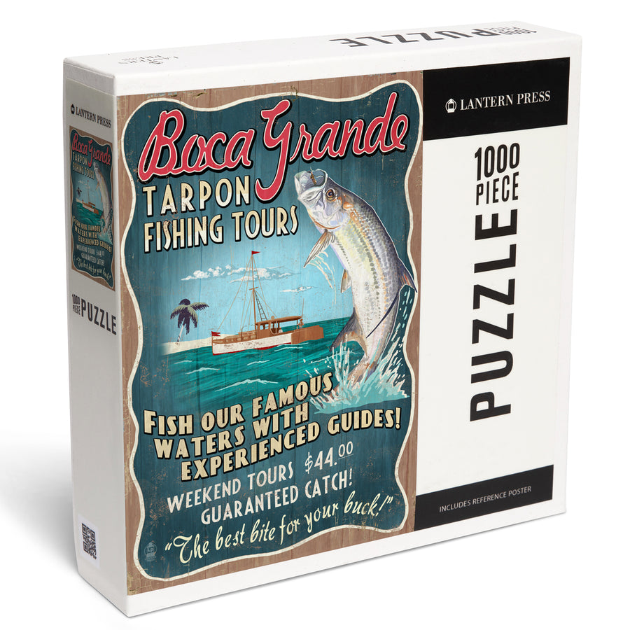 Boca Grande, Florida, Tarpon Fishing Tours Vintage Sign, Jigsaw Puzzle Puzzle Lantern Press 