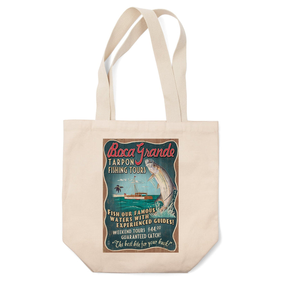 Boca Grande, Florida, Tarpon Fishing Tours Vintage Sign, Tote Bag Totes Lantern Press 