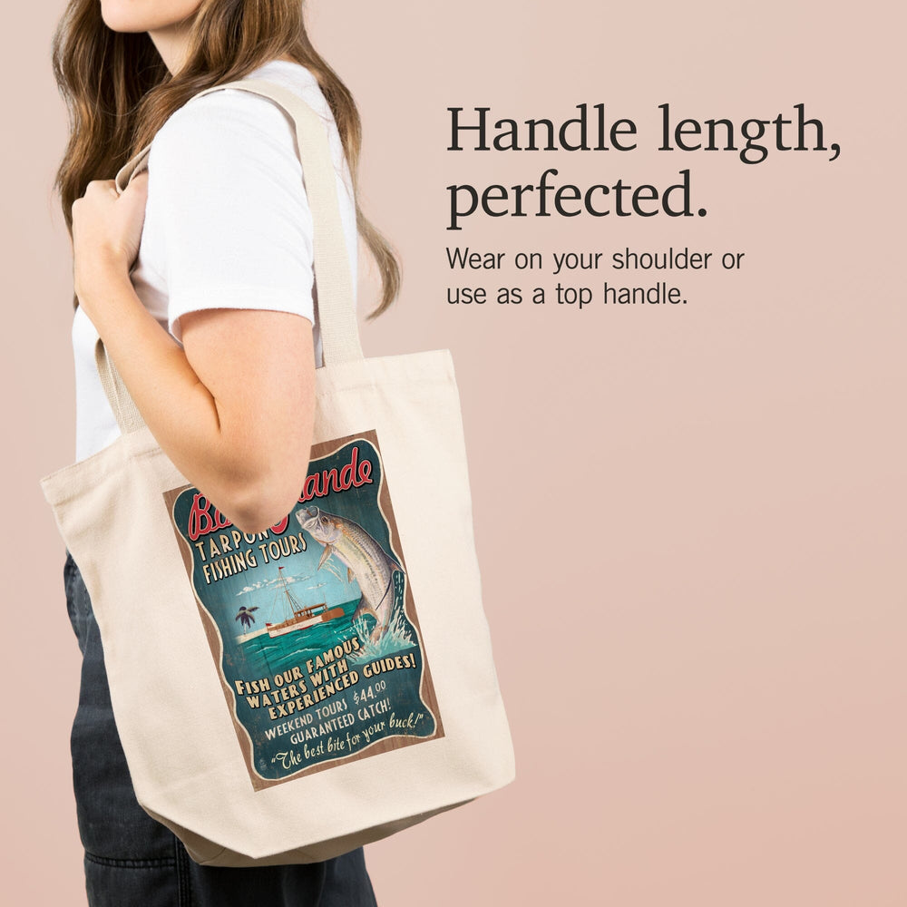 Boca Grande, Florida, Tarpon Fishing Tours Vintage Sign, Tote Bag Totes Lantern Press 