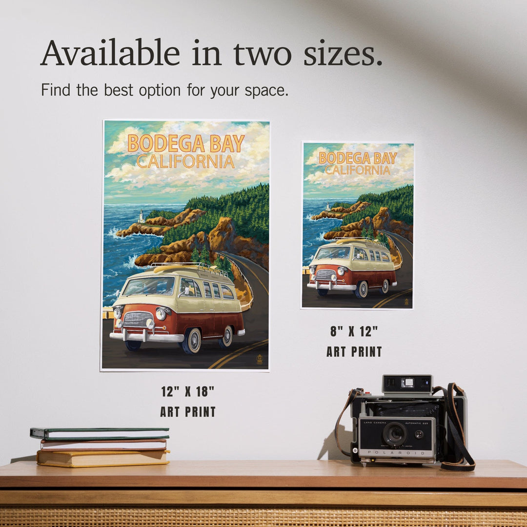 Bodega Bay, California, Camper Van, Art & Giclee Prints Art Lantern Press 