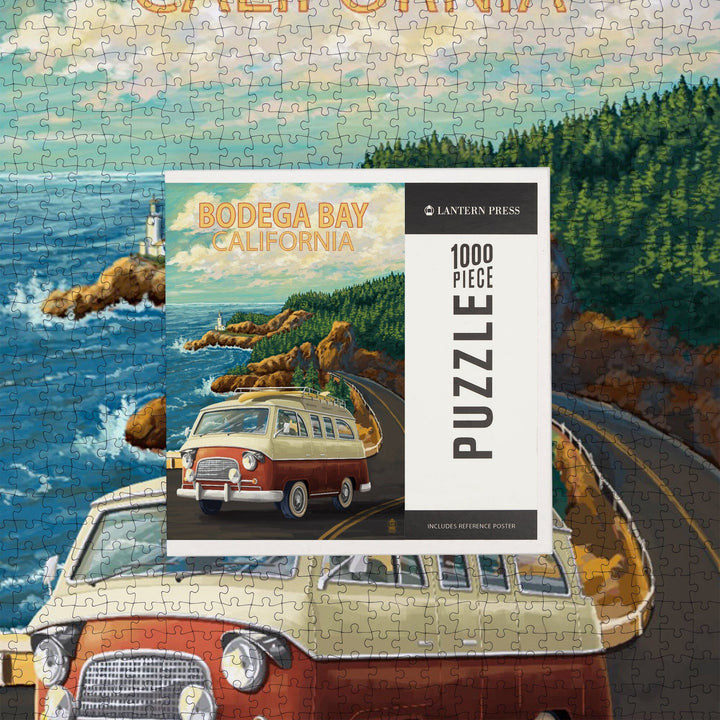 Bodega Bay, California, Camper Van, Jigsaw Puzzle Puzzle Lantern Press 