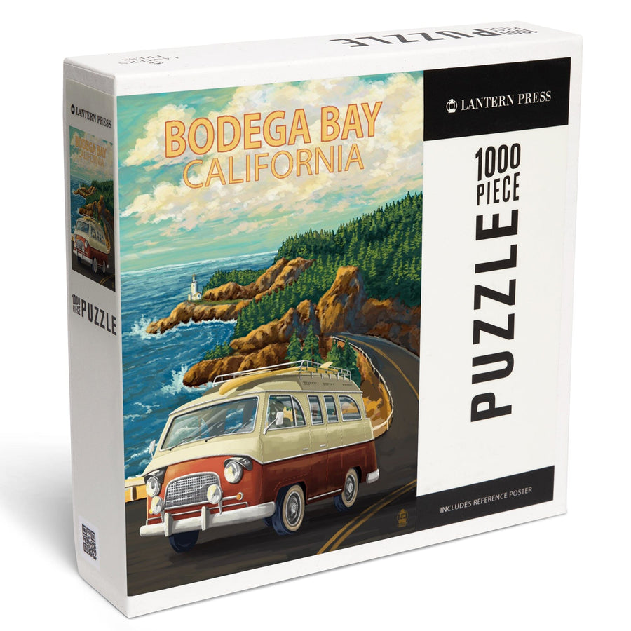 Bodega Bay, California, Camper Van, Jigsaw Puzzle Puzzle Lantern Press 