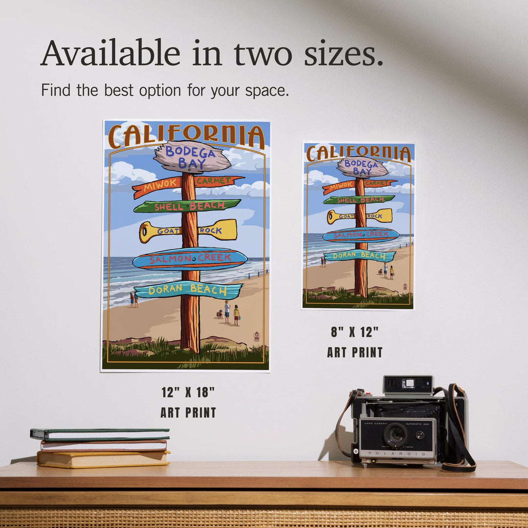 Bodega Bay, California, Destinations Sign, Art & Giclee Prints Art Lantern Press 