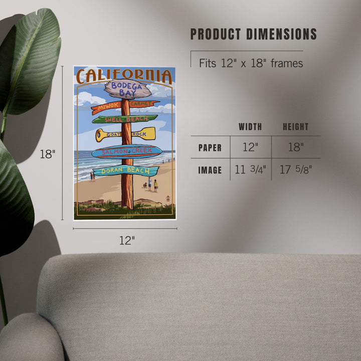 Bodega Bay, California, Destinations Sign, Art & Giclee Prints Art Lantern Press 