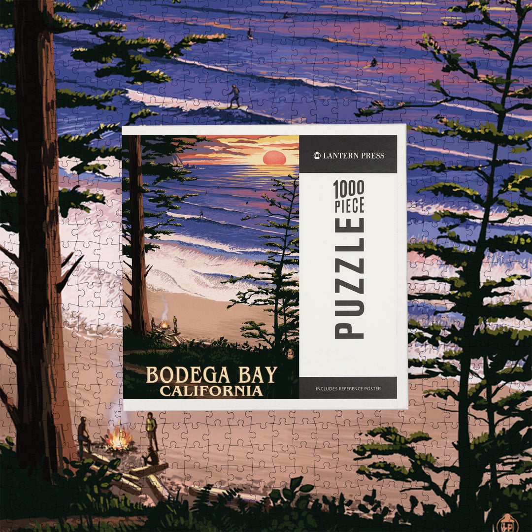 Bodega Bay, California, Sunset and Beach, Jigsaw Puzzle Puzzle Lantern Press 