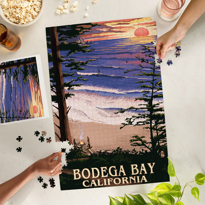 Bodega Bay, California, Sunset and Beach, Jigsaw Puzzle Puzzle Lantern Press 