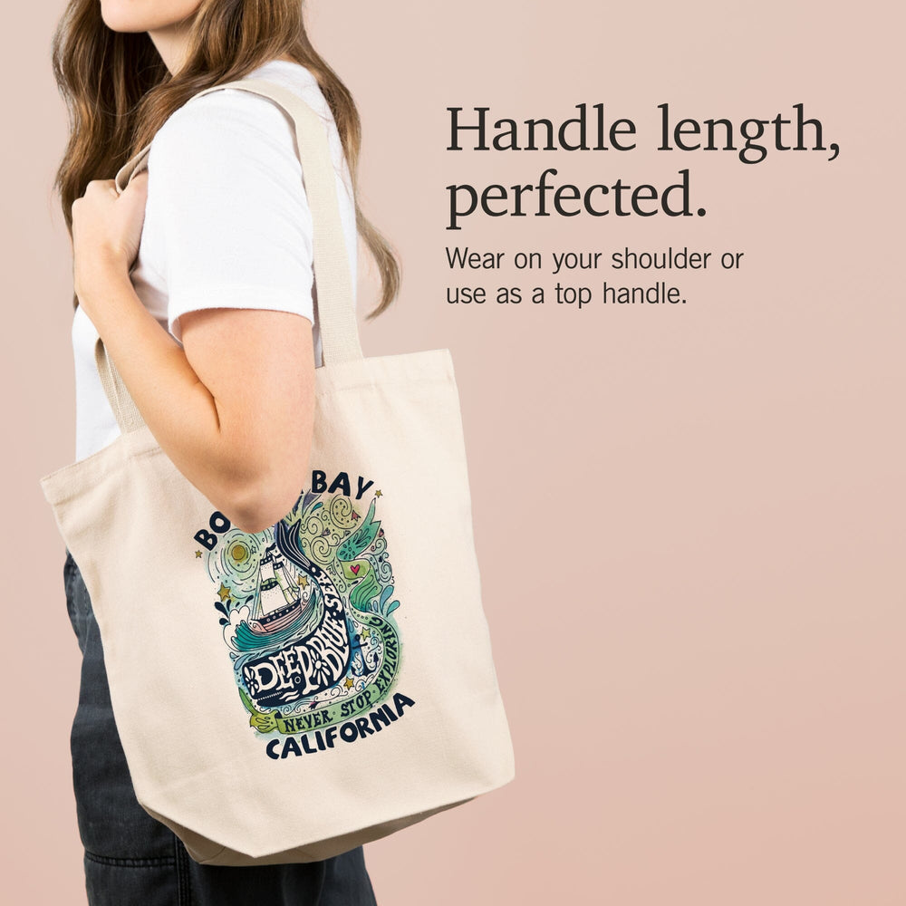 Bodega Bay, California, Watercolor Whale, Deep Blue Sea, Nautical Art,, Tote Bag Totes Lantern Press 
