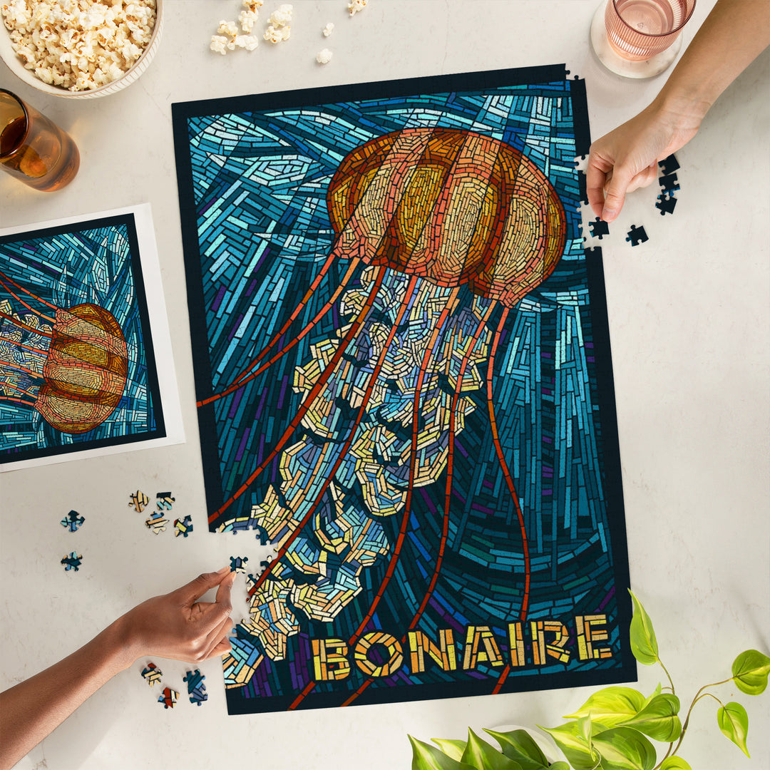 Bonaire, Dutch Caribbean, Jellyfish, Mosaic, Jigsaw Puzzle Puzzle Lantern Press 