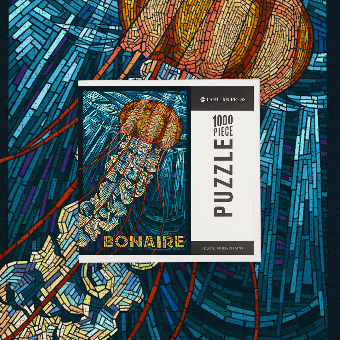 Bonaire, Dutch Caribbean, Jellyfish, Mosaic, Jigsaw Puzzle Puzzle Lantern Press 
