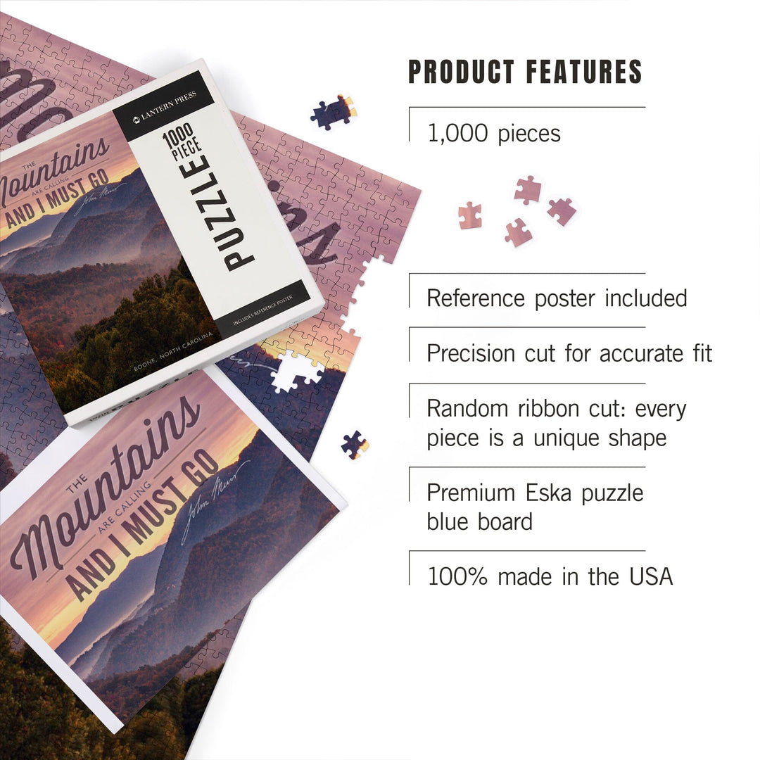 Boone, North Carolina, John Muir, The Mountains Are Calling, Sunset Press, Jigsaw Puzzle Puzzle Lantern Press 