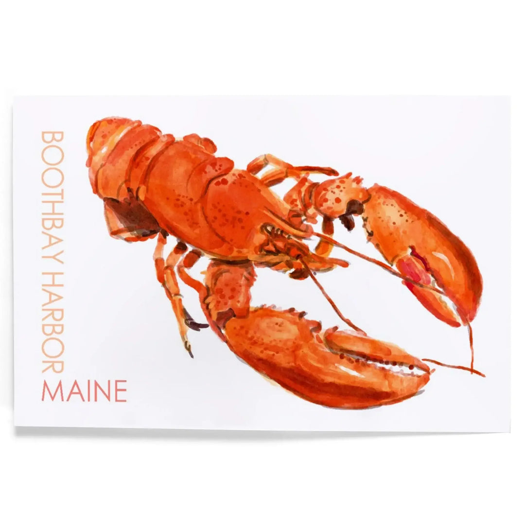 Boothbay Harbor, Maine, Lobster, Watercolor, Art & Giclee Prints Art Lantern Press 8 x 12 Art Print 