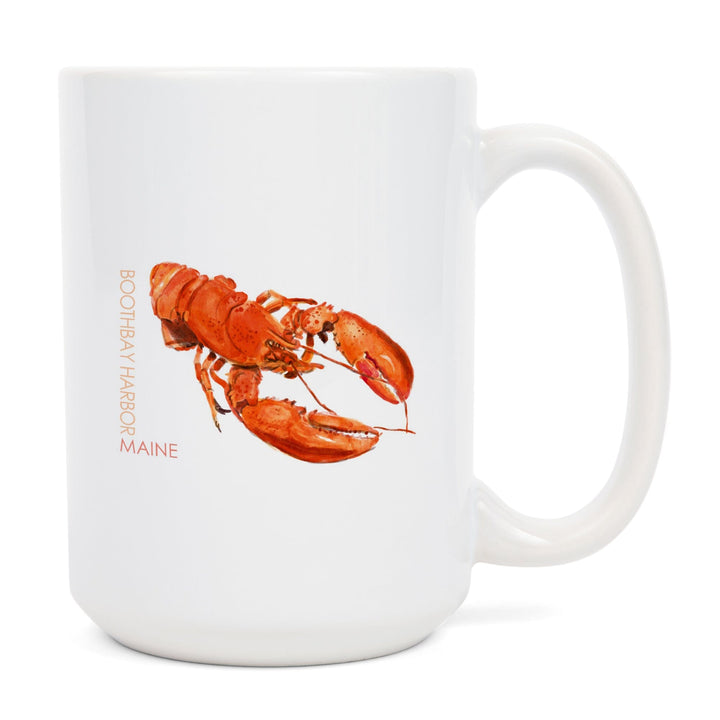 Boothbay Harbor, Maine, Lobster, Watercolor, Lantern Press Artwork, Ceramic Mug Mugs Lantern Press 