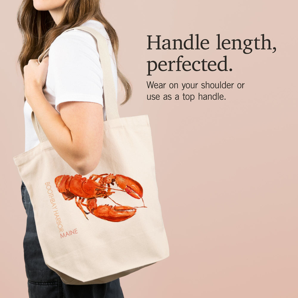 Boothbay Harbor, Maine, Lobster, Watercolor, Tote Bag Totes Lantern Press 