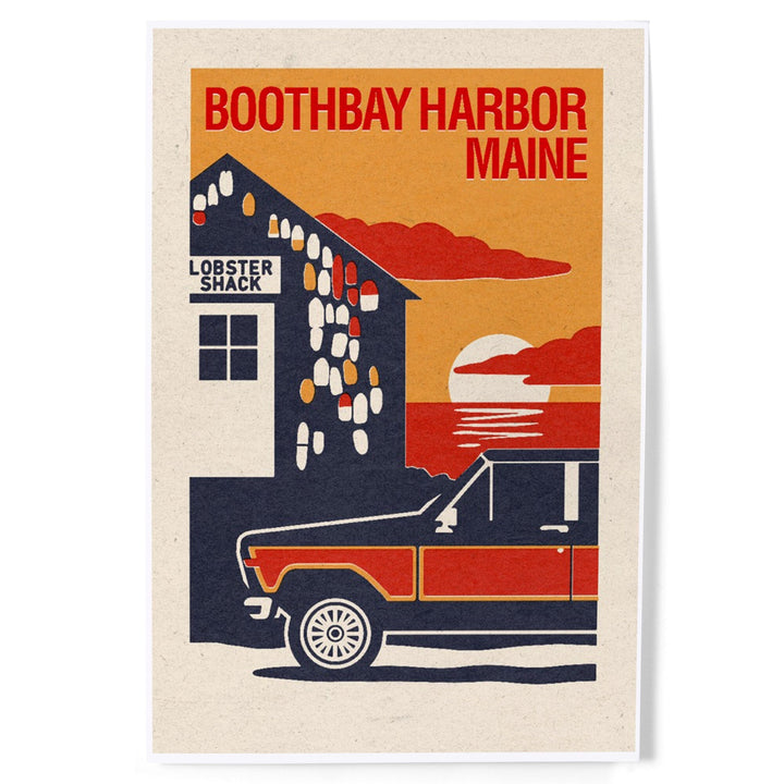 Boothbay Harbor, Maine, Woodblock, Art & Giclee Prints Art Lantern Press 12 x 18 Art Print 
