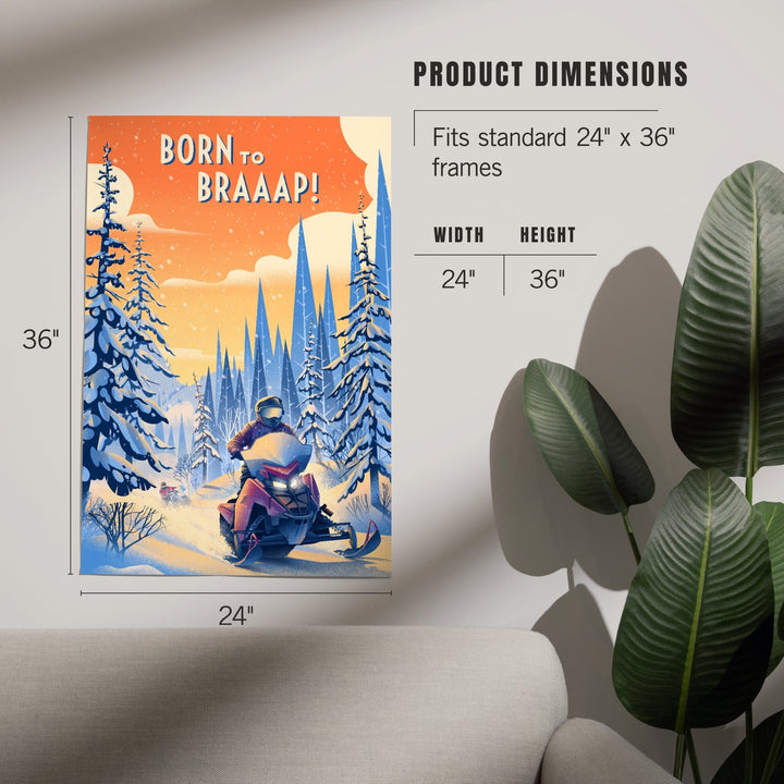 Born to Braaap!, Snowmobile, Art & Giclee Prints Art Lantern Press 