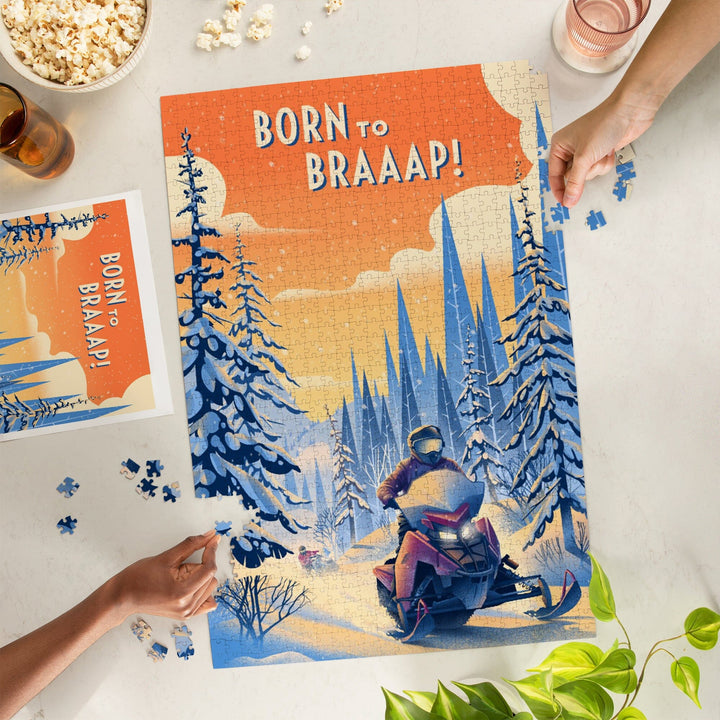 Born to Braaap!, Snowmobile, Jigsaw Puzzle Puzzle Lantern Press 