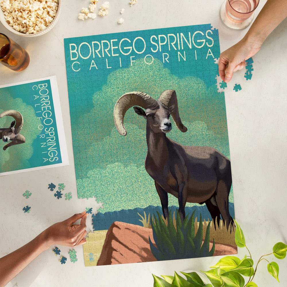 Borrego Springs, California, Bighorn Sheep, Litho, Jigsaw Puzzle Puzzle Lantern Press 