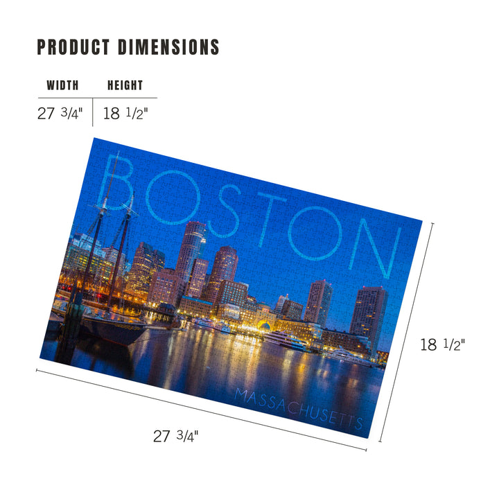 Boston, Massachusetts, Fan Pier at Night, Jigsaw Puzzle Puzzle Lantern Press 