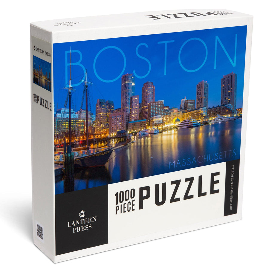 Boston, Massachusetts, Fan Pier at Night, Jigsaw Puzzle Puzzle Lantern Press 