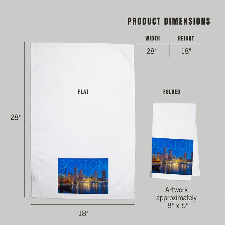 Boston, Massachusetts, Fan Pier at Night, Organic Cotton Kitchen Tea Towels Kitchen Lantern Press 