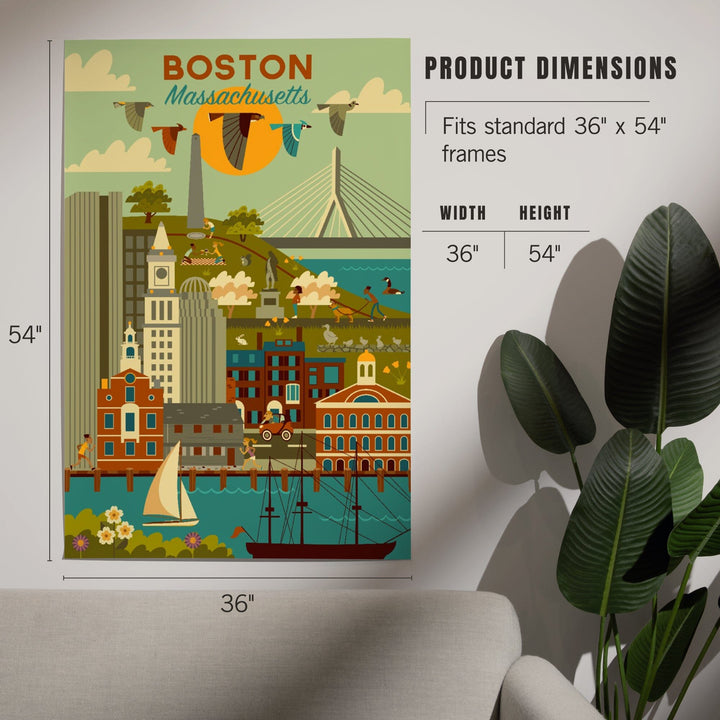 Boston, Massachusetts, Geometric City Series, Art & Giclee Prints Art Lantern Press 