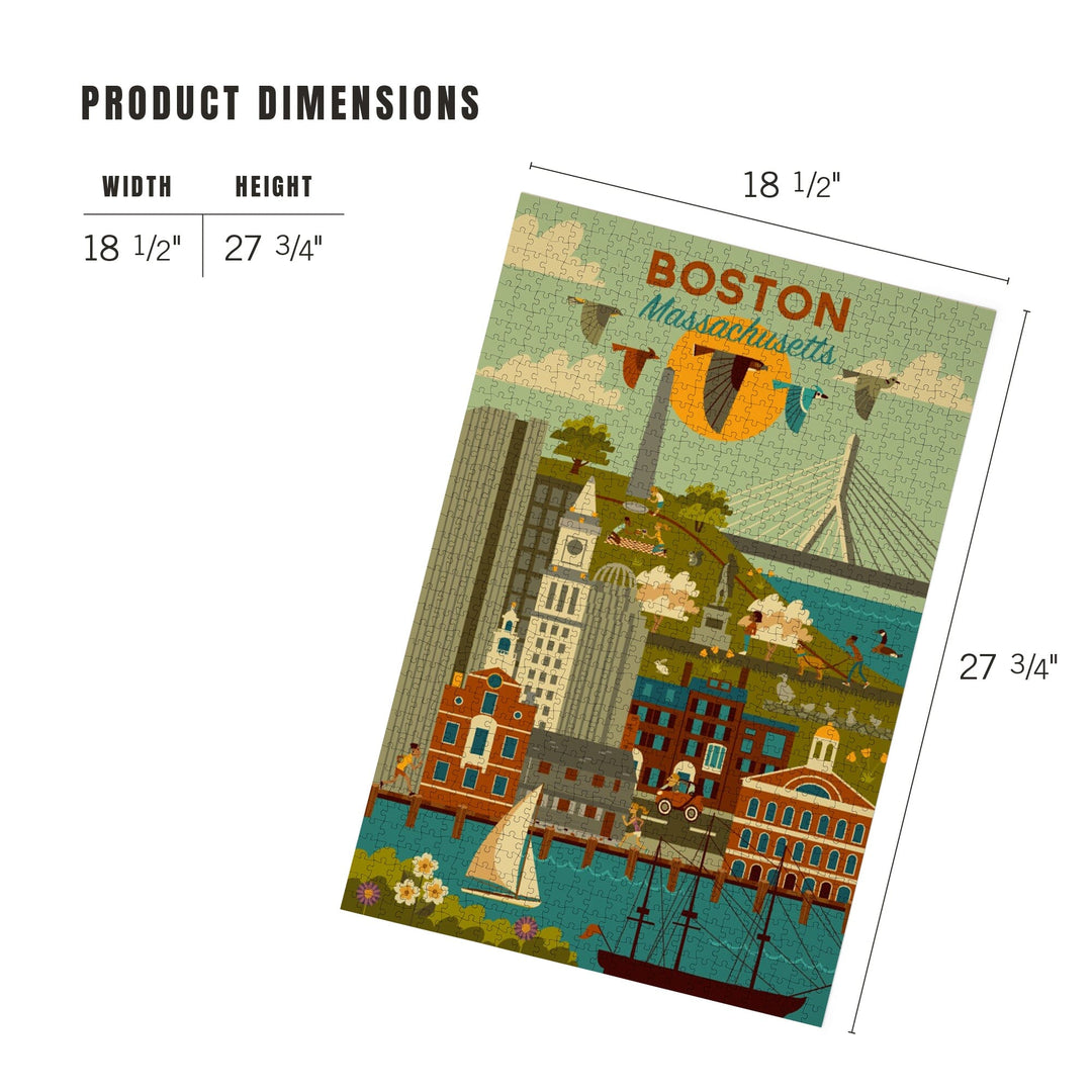 Boston, Massachusetts, Geometric City Series, Jigsaw Puzzle Puzzle Lantern Press 
