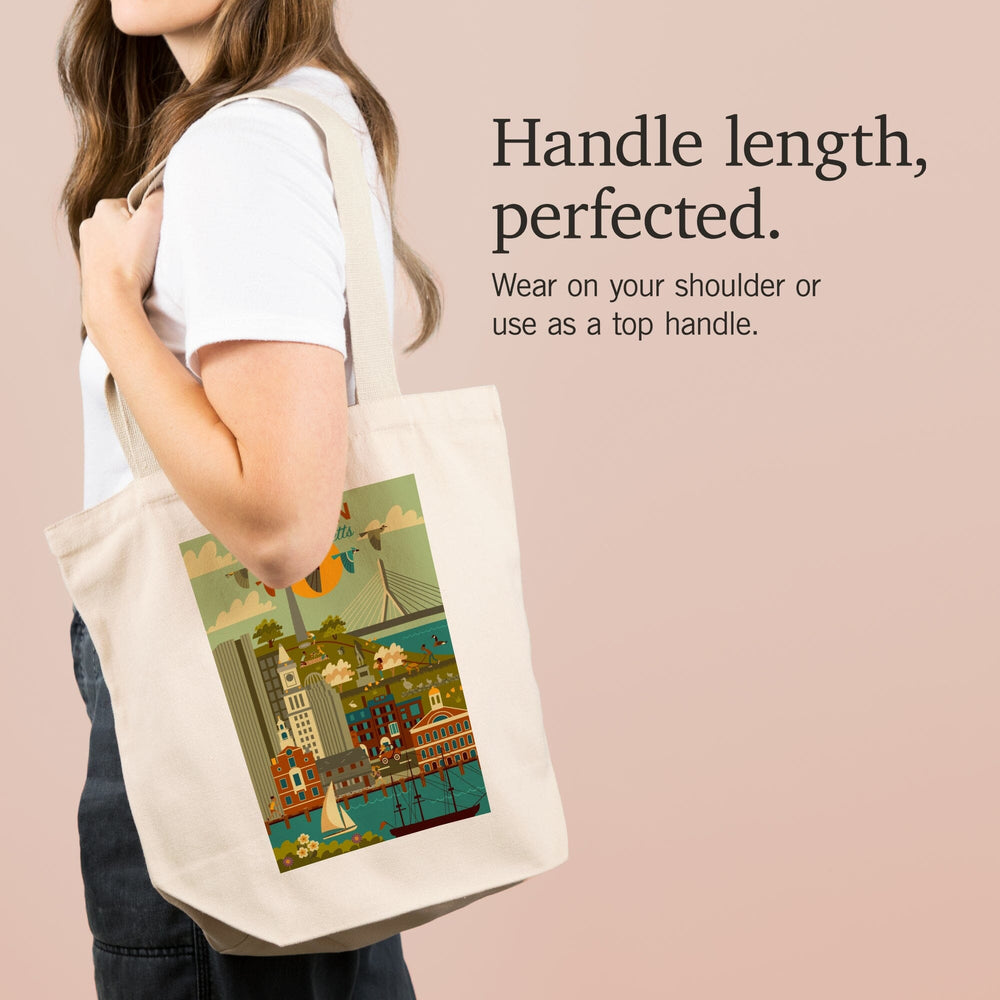 Boston, Massachusetts, Geometric City Series, Tote Bag Totes Lantern Press 