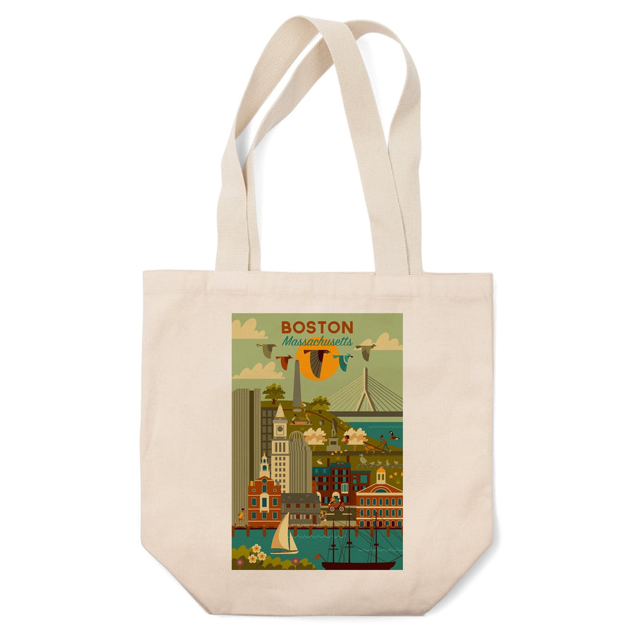 Boston, Massachusetts, Geometric City Series, Tote Bag Totes Lantern Press 