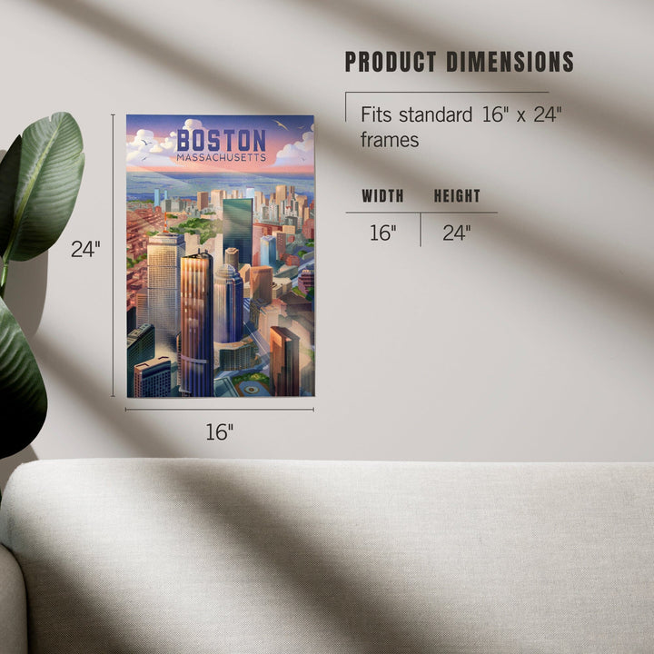 Boston, Massachusetts, Lithograph, City Series, Art & Giclee Prints Art Lantern Press 