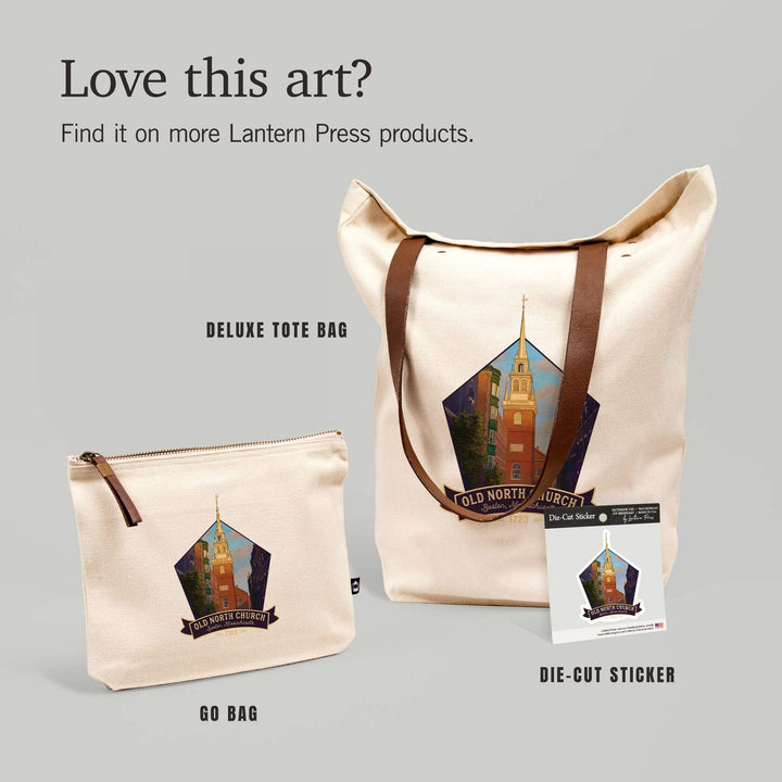 Boston, Massachusetts, Old North Church at Dusk,, Organic Cotton Zipper Pouch, Go Bag Go Bag Lantern Press 