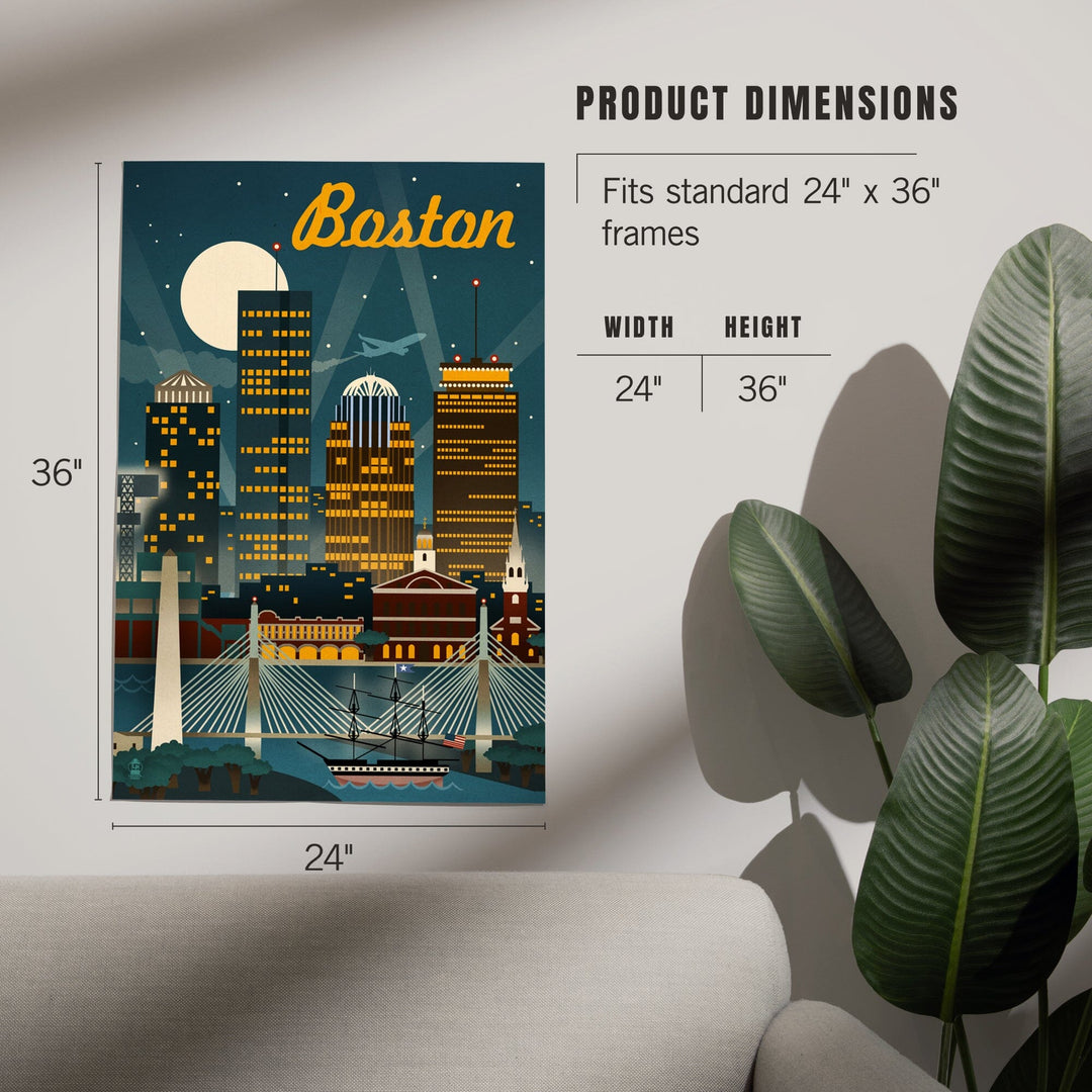 Boston, Massachusetts, Retro Skyline, Art & Giclee Prints Art Lantern Press 