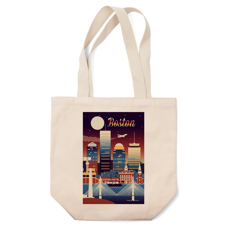 Boston, Massachusetts, Retro Skyline Chromatic Series, Tote Bag Totes Lantern Press 