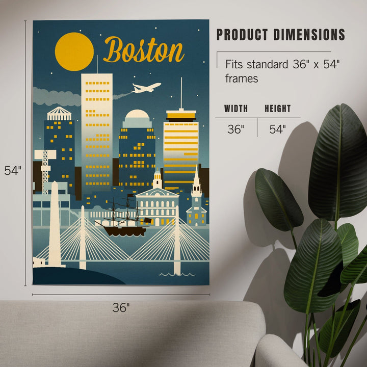 Boston, Massachusetts, Retro Skyline Classic, Art & Giclee Prints Art Lantern Press 