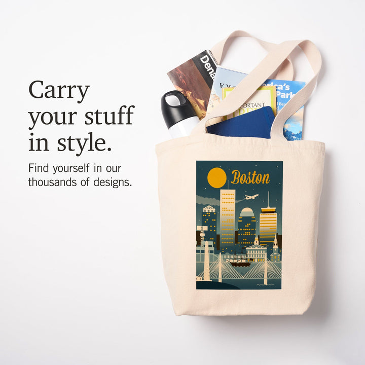 Boston, Massachusetts, Retro Skyline Classic, Tote Bag Totes Lantern Press 