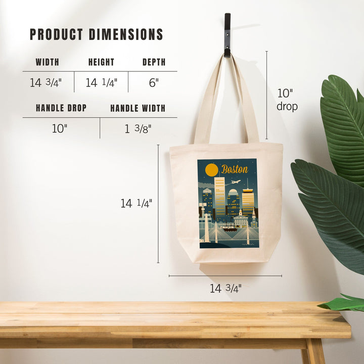 Boston, Massachusetts, Retro Skyline Classic, Tote Bag Totes Lantern Press 