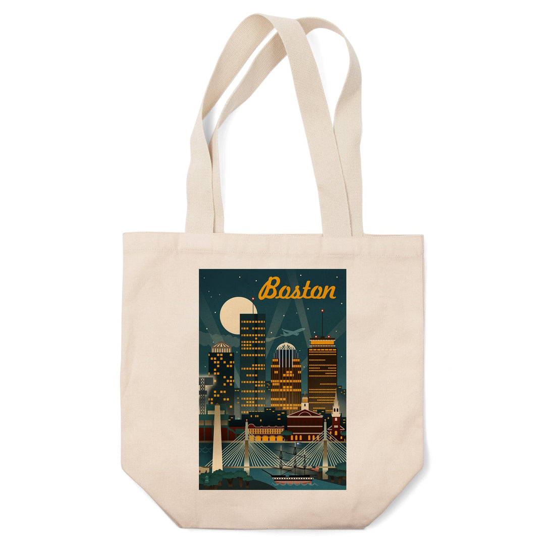 Boston, Massachusetts, Retro Skyline, Lantern Press Artwork, Tote Bag Totes Lantern Press 