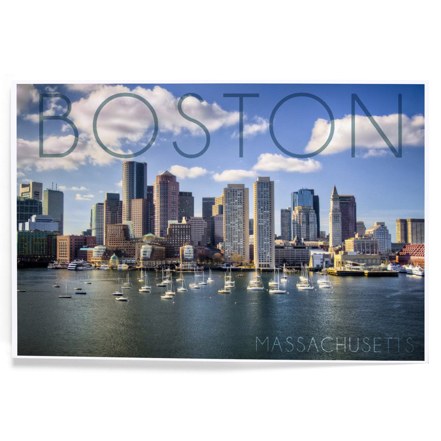 Boston, Massachusetts, Skyline and Sailboats, Art & Giclee Prints Art Lantern Press 