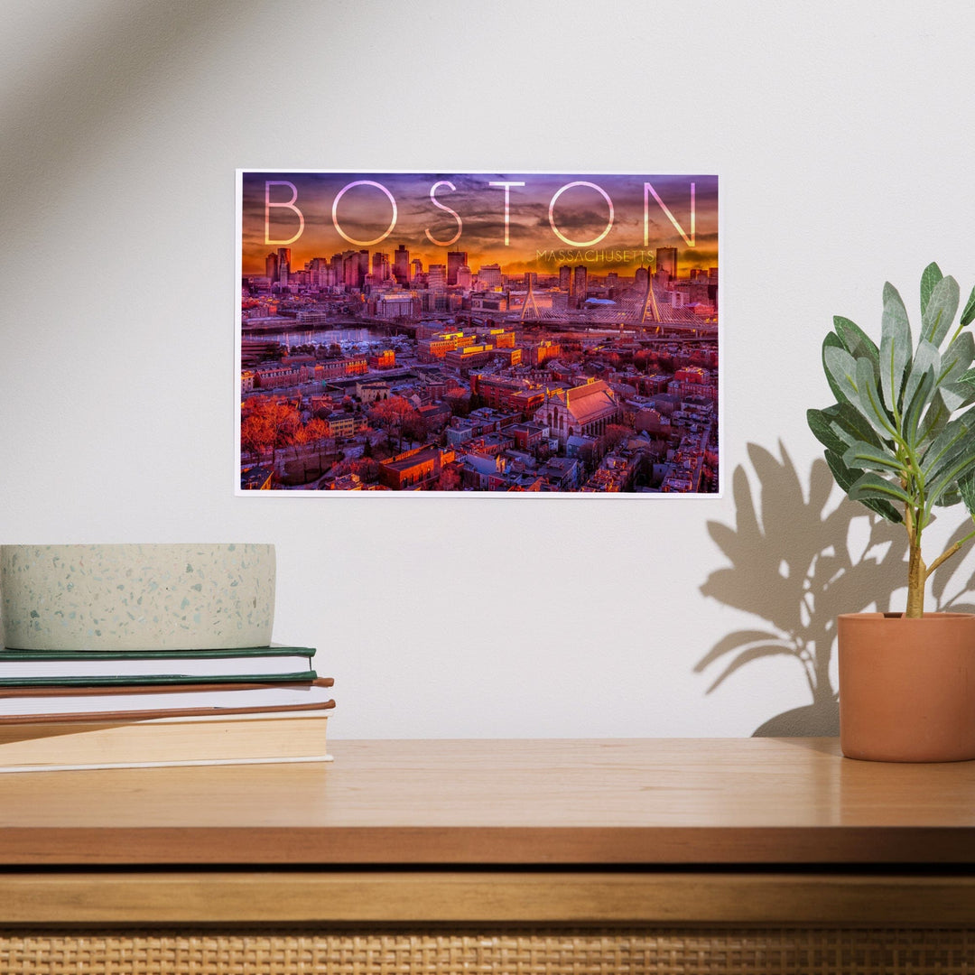Boston, Massachusetts, Skyline at Sunset, Art & Giclee Prints Art Lantern Press 