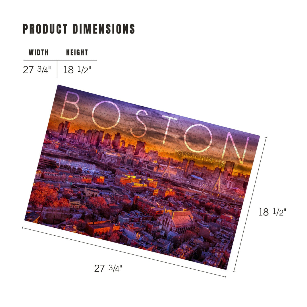 Boston, Massachusetts, Skyline at Sunset, Jigsaw Puzzle Puzzle Lantern Press 