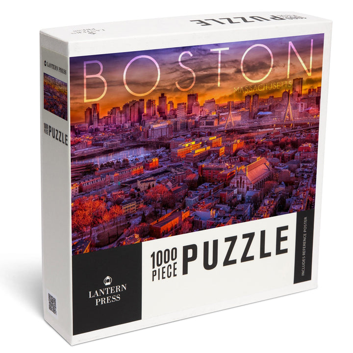 Boston, Massachusetts, Skyline at Sunset, Jigsaw Puzzle Puzzle Lantern Press 