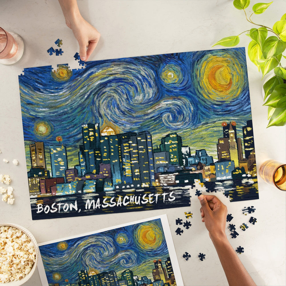 Boston, Massachusetts, Starry Night City Series, Jigsaw Puzzle Puzzle Lantern Press 